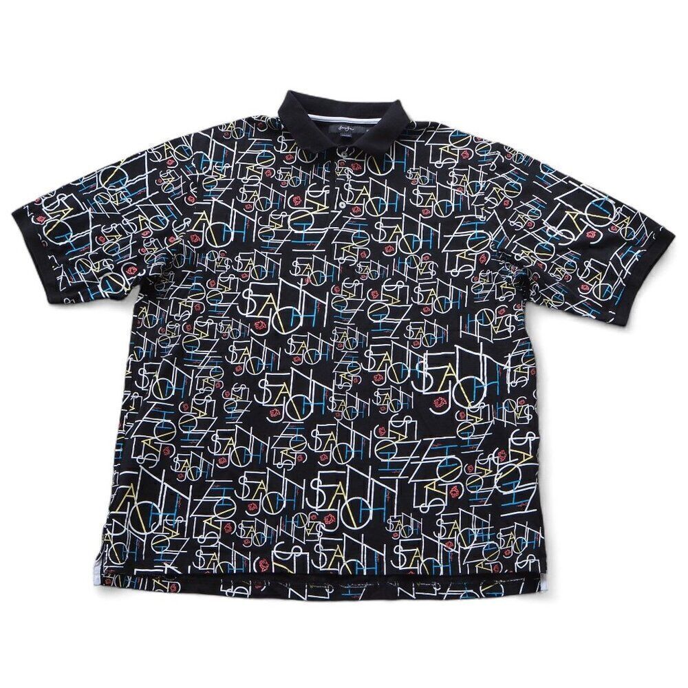 Sean John Vintage 90s All Over Print Polo Shirt Black / Multicolor Men's XXXL